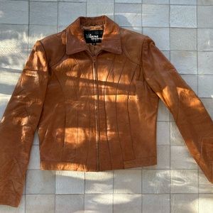 Vintage light camel leather jacket